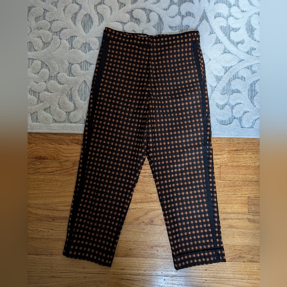 🪞 Alysi  plaid Black/orange Trouser Size 2 made in Italy retail $300 - Picture 3 of 12